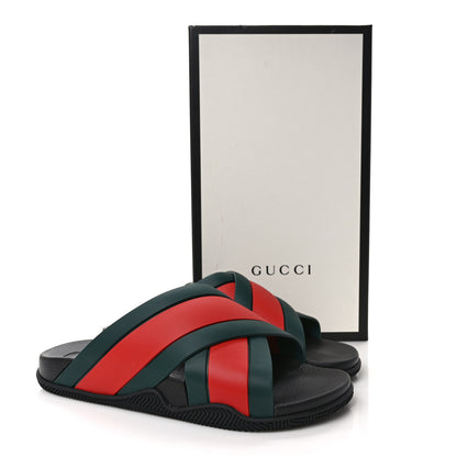 Gucci Rubber Web Mens Criss Cross Slide Sandals 9 Green Red 8 of 8