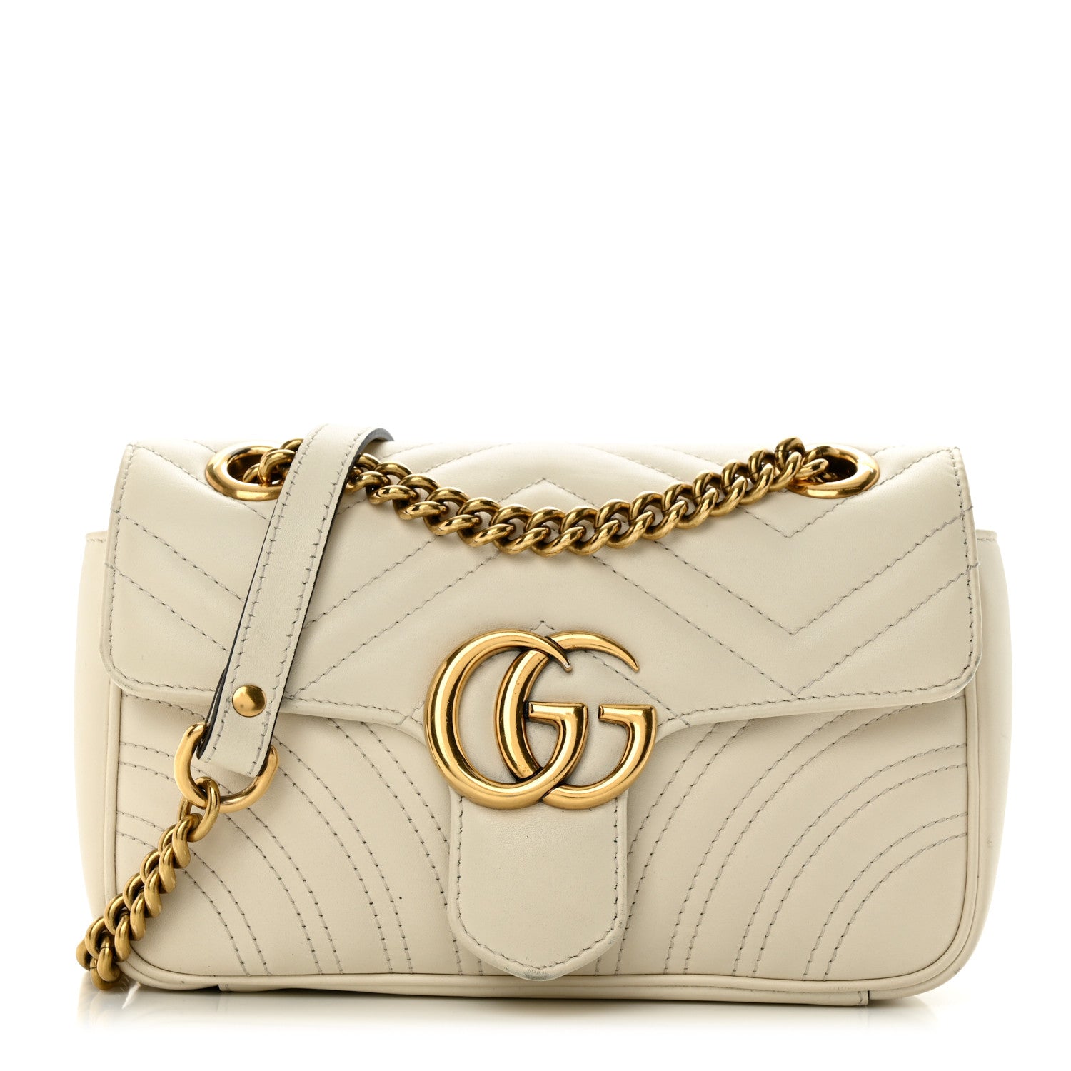 Gucci Calfskin Matelasse Mini GG Marmont Shoulder Bag White 1 of 12