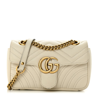 Gucci Calfskin Matelasse Mini GG Marmont Shoulder Bag White 1 of 12