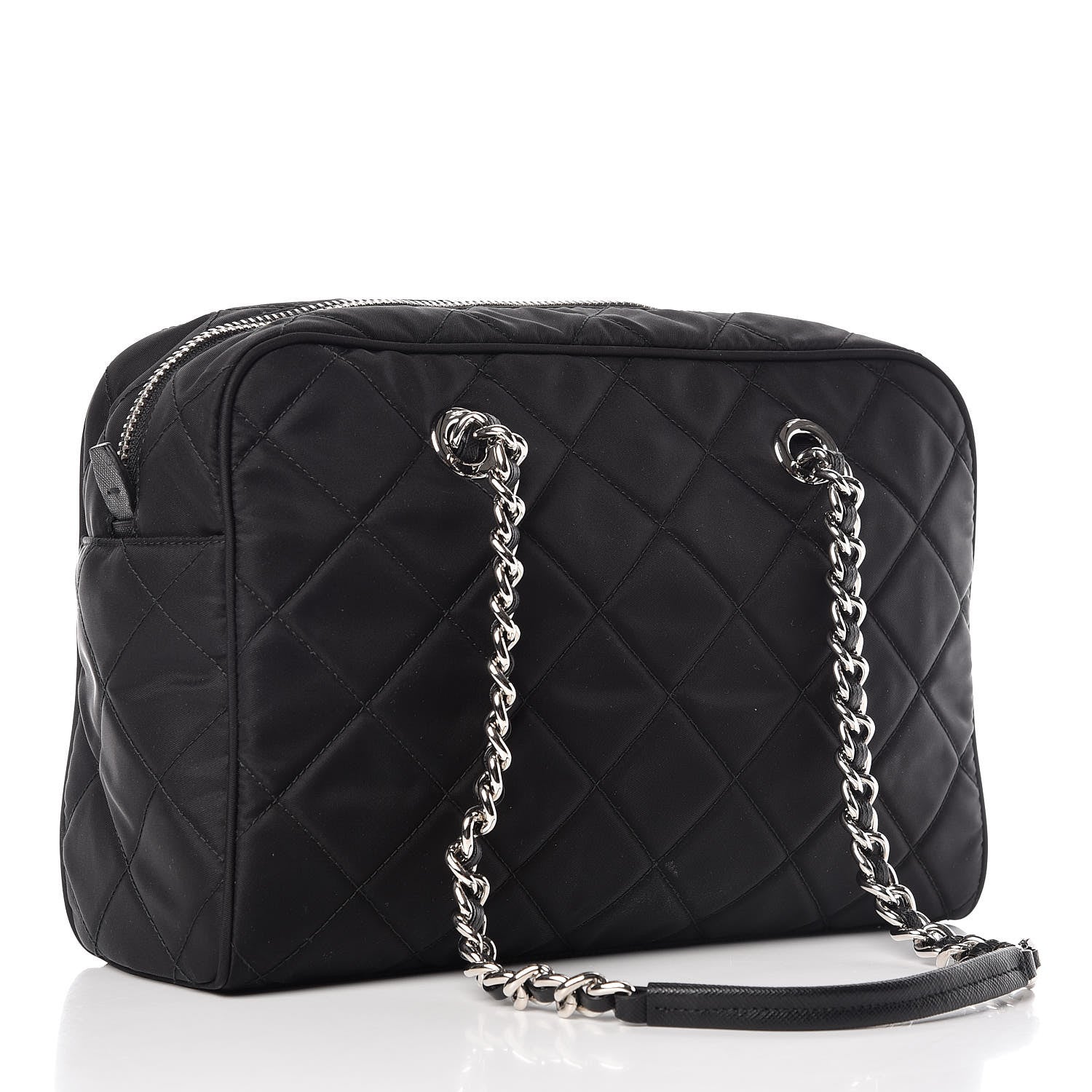 Prada Nylon Tessuto Impuntu Quilted Shoulder Bag Black 3 of 12