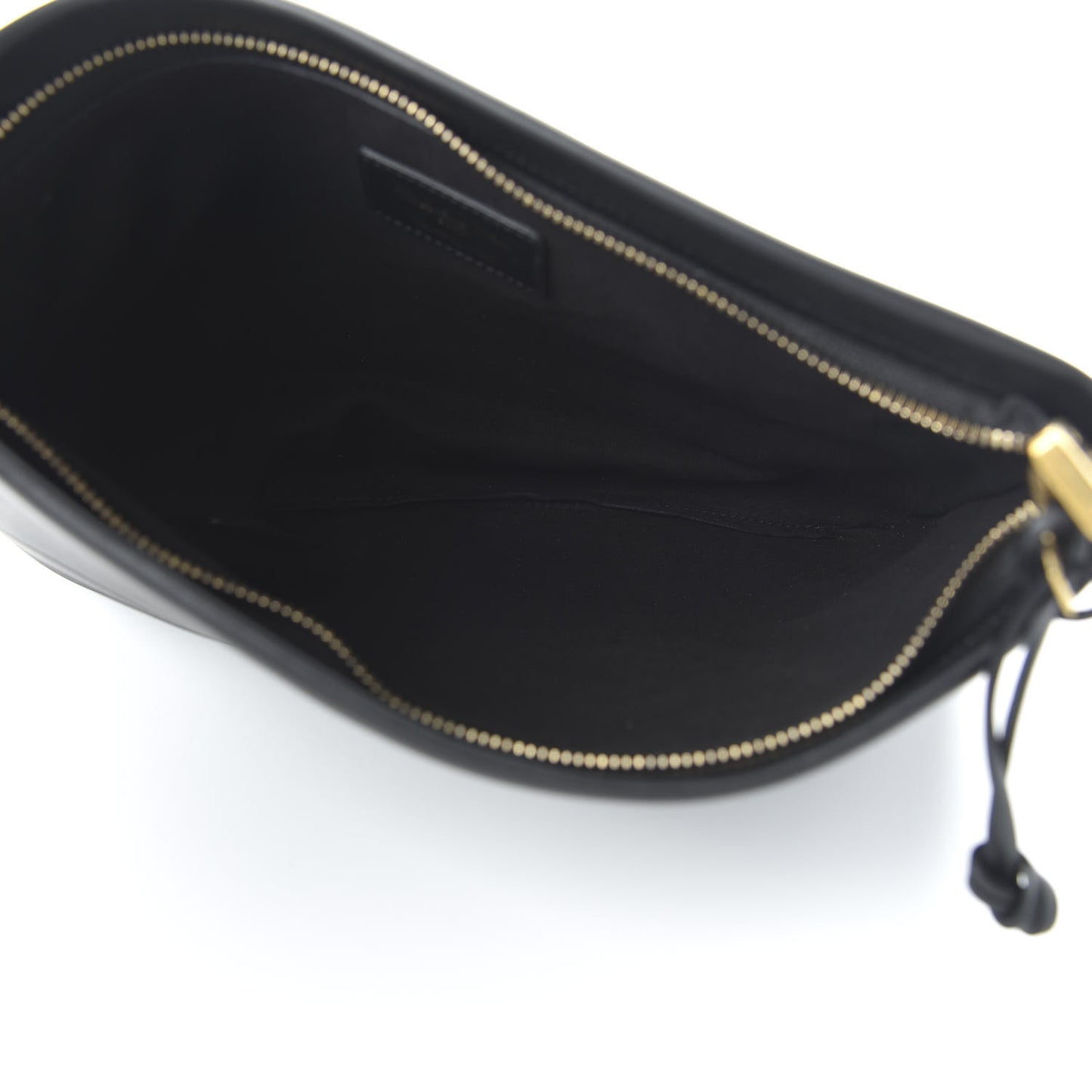 Calfskin Embossed Logo Zip Clutch Black