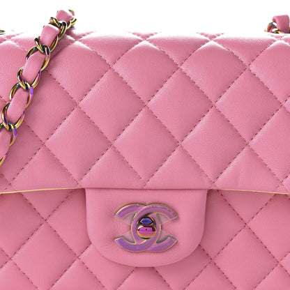Chanel Lambskin Quilted Mini Rectangular Flap Pink Yellow 10 of 10