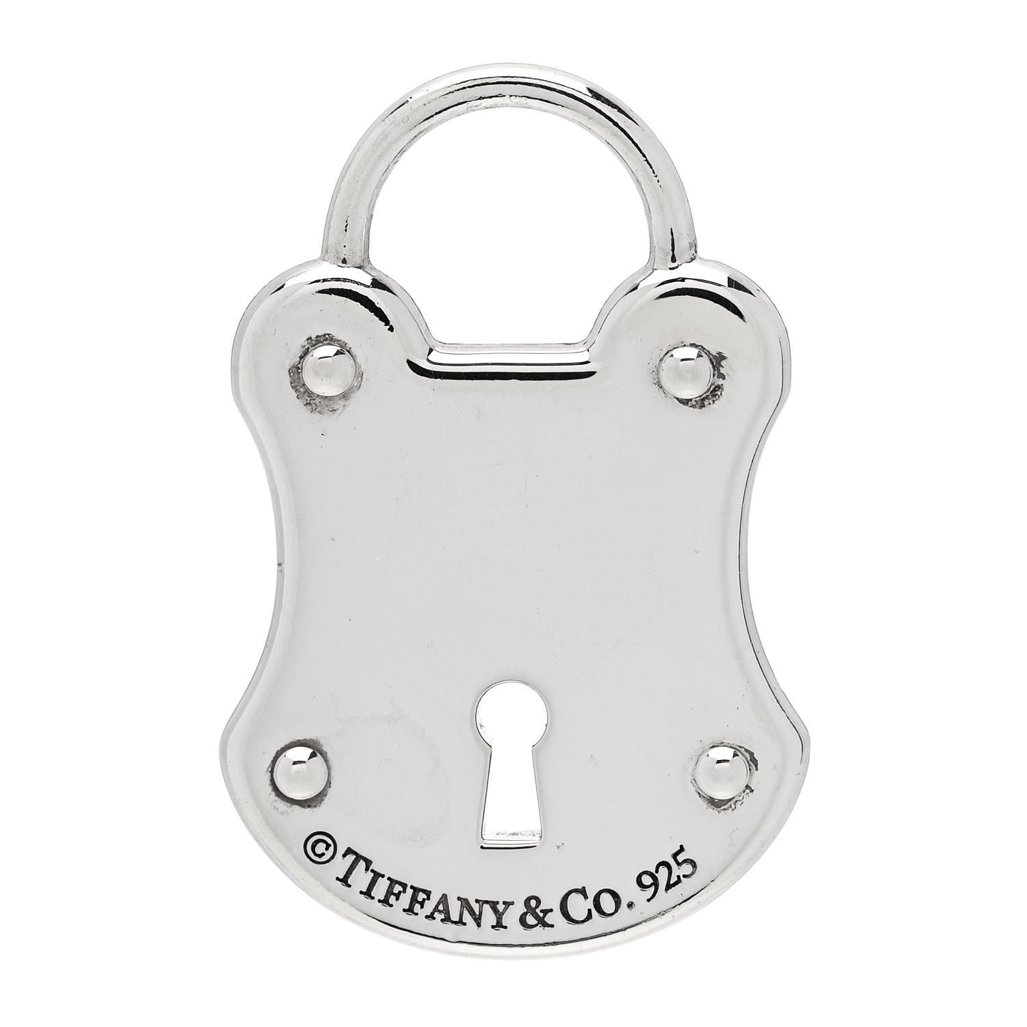 Tiffany Sterling Silver Diamond Emblem Lock Pendant 3 of 5