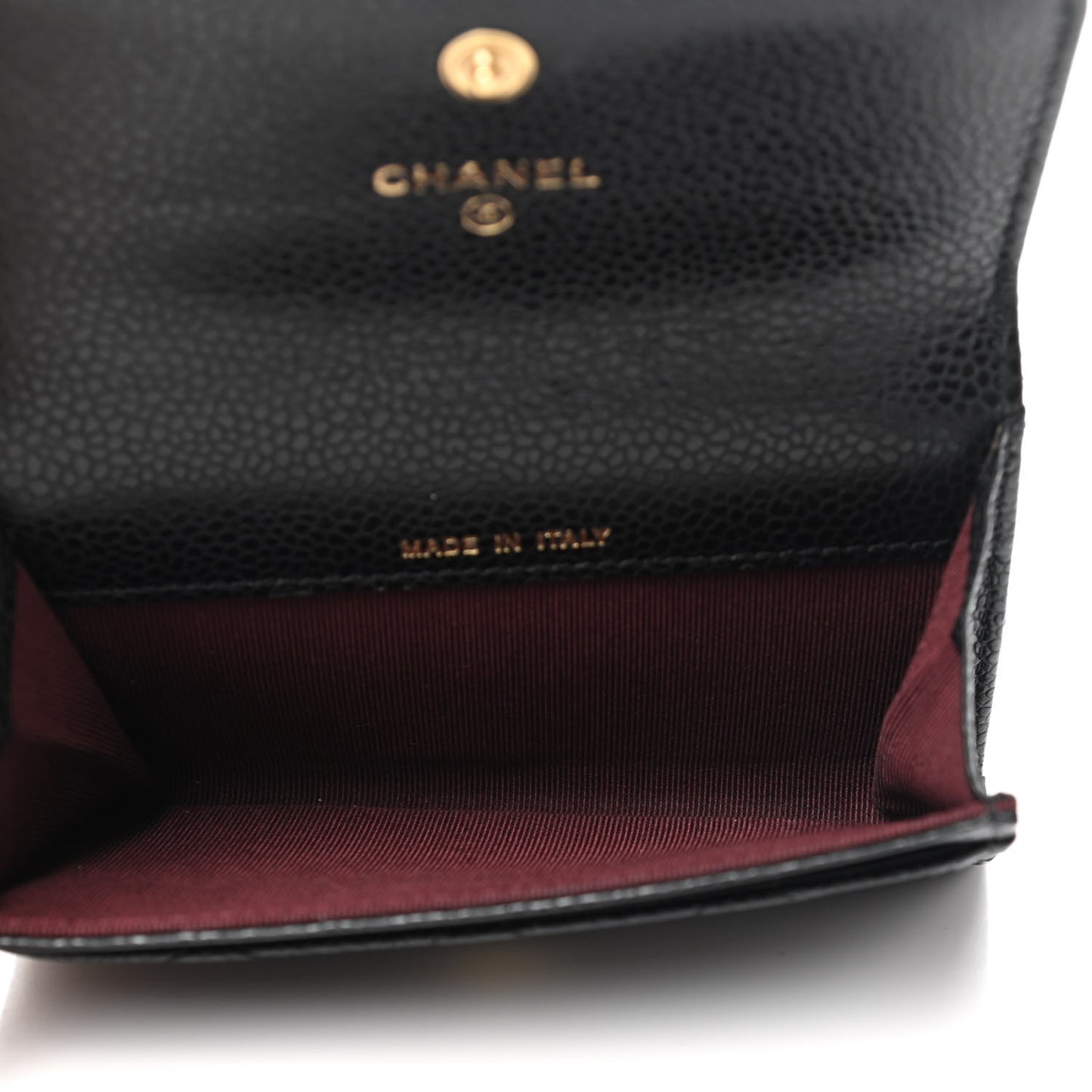 Caviar Quilted Flap Card Holder Black