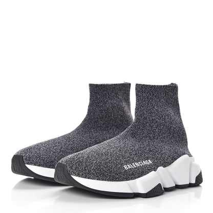 Balenciaga Chine Knit Bi-Color Sole Womens Speed Sneakers 36 Black White 3 of 10