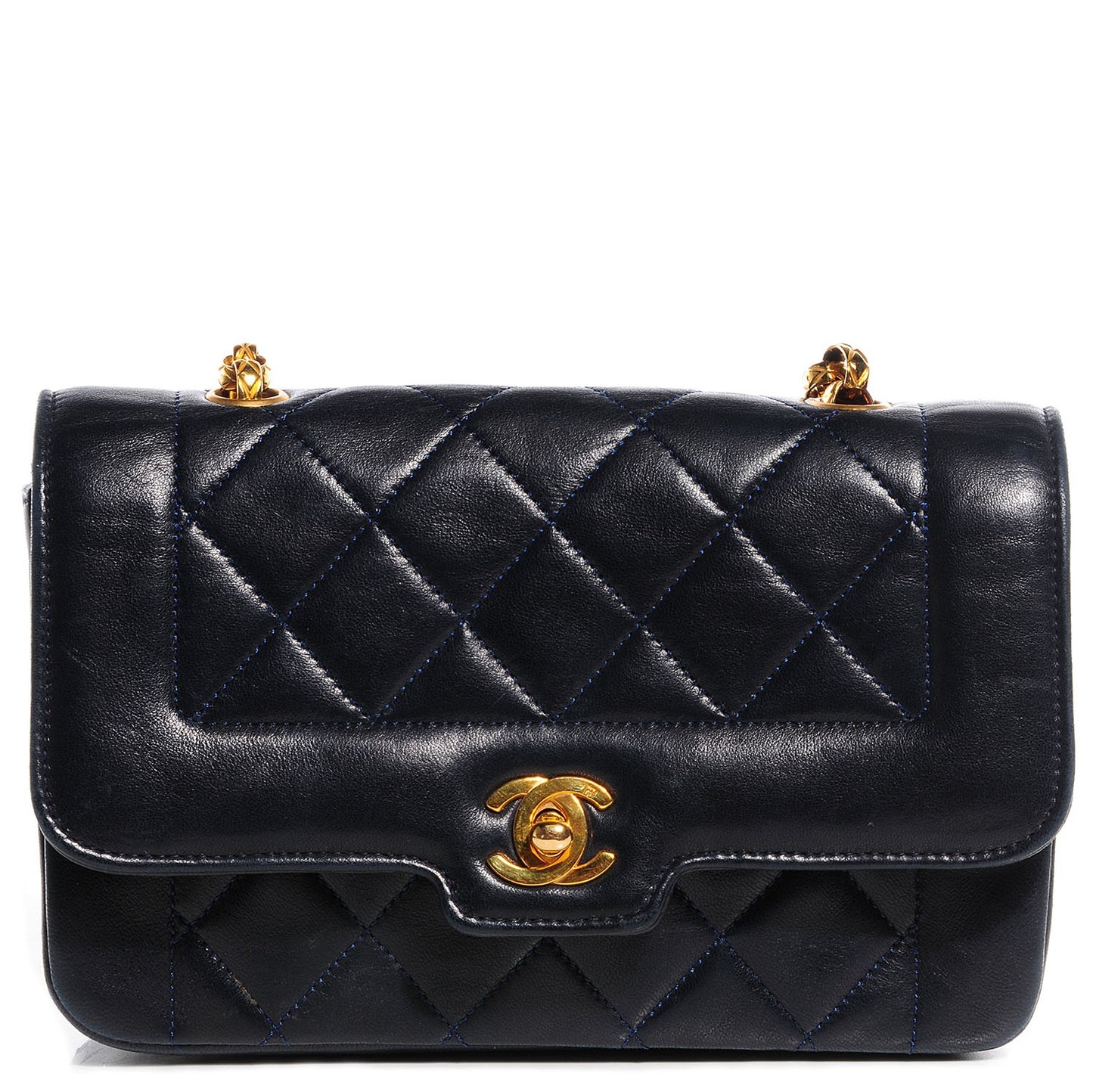 Lambskin Quilted Mini Flap Navy