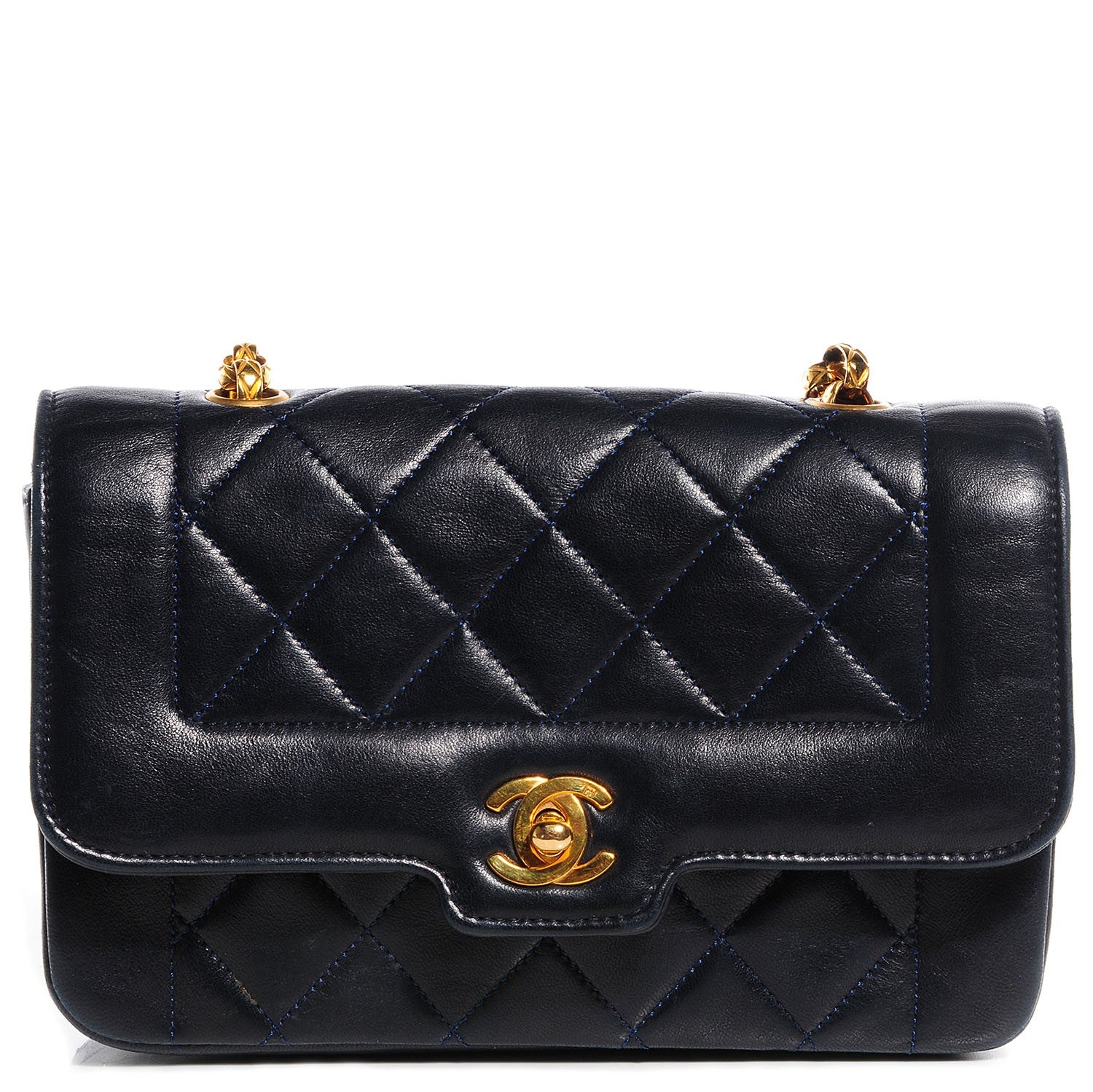 Chanel Lambskin Quilted Mini Flap Navy 1 of 8