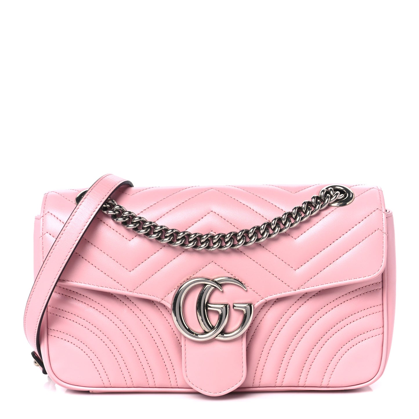 Calfskin Matelasse Small GG Marmont Shoulder Bag Wild Rose