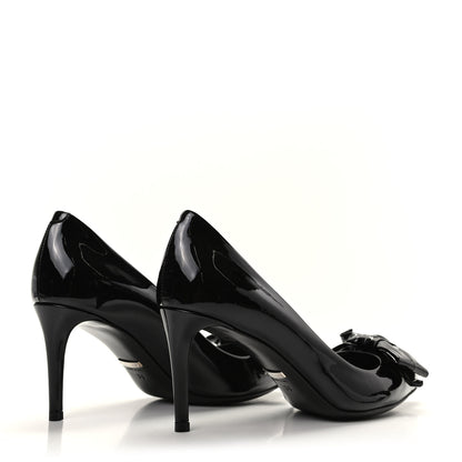 Gucci Patent Bow Mid Heel Pumps 36 Black 4 of 11