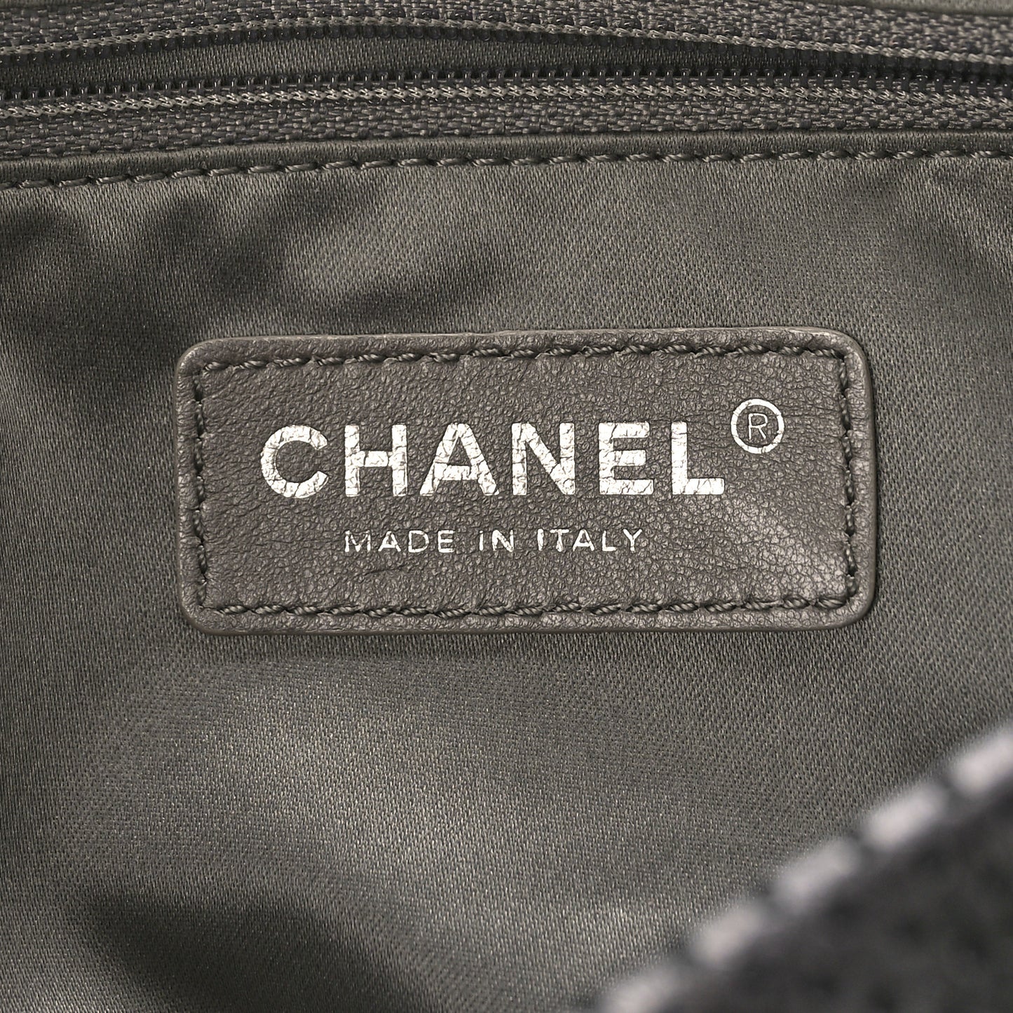 Metallic Crackled Calfskin Large Perforated Drill Flap Black