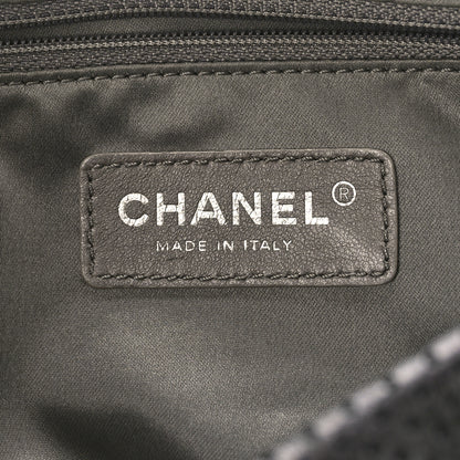 Chanel Metallic Crackled Calfskin Large Perforated Drill Flap Black 6 of 8