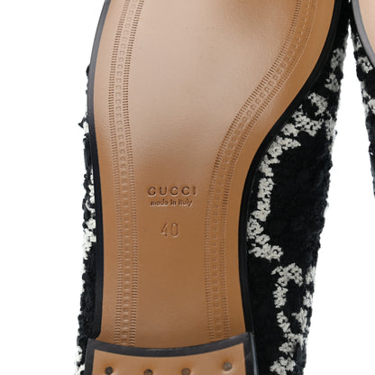 Gucci Tweed GG Monogram Horsebit Womens Jordaan Loafers 40 Black Natural 3 of 8