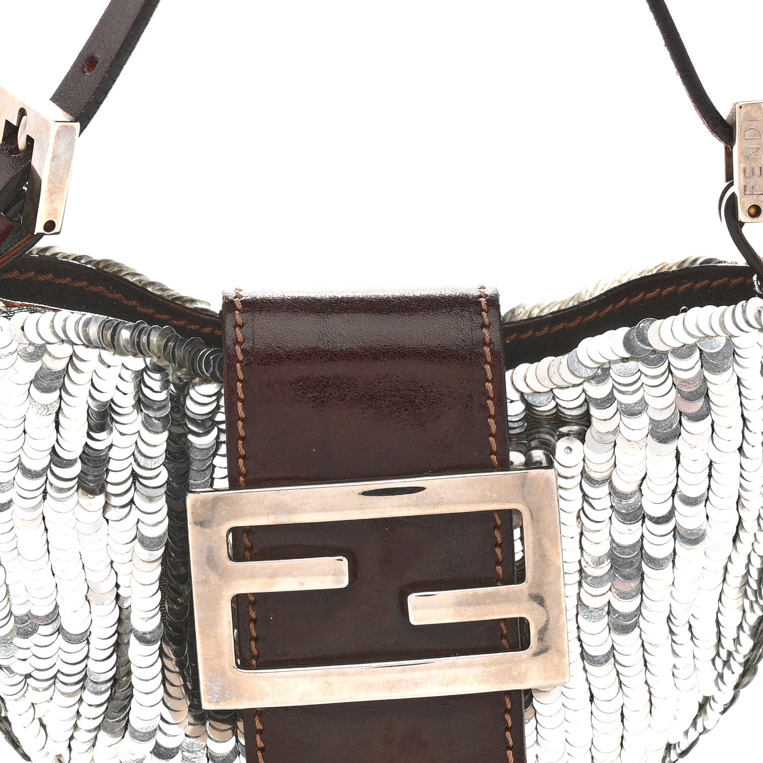 Fendi Sequin Paillettes Mini Half Moon Baguette Silver 8 of 15