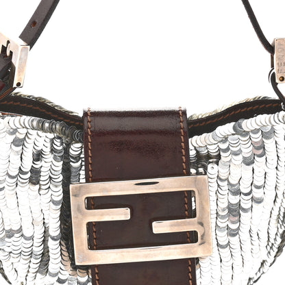 Fendi Sequin Paillettes Mini Half Moon Baguette Silver 8 of 15