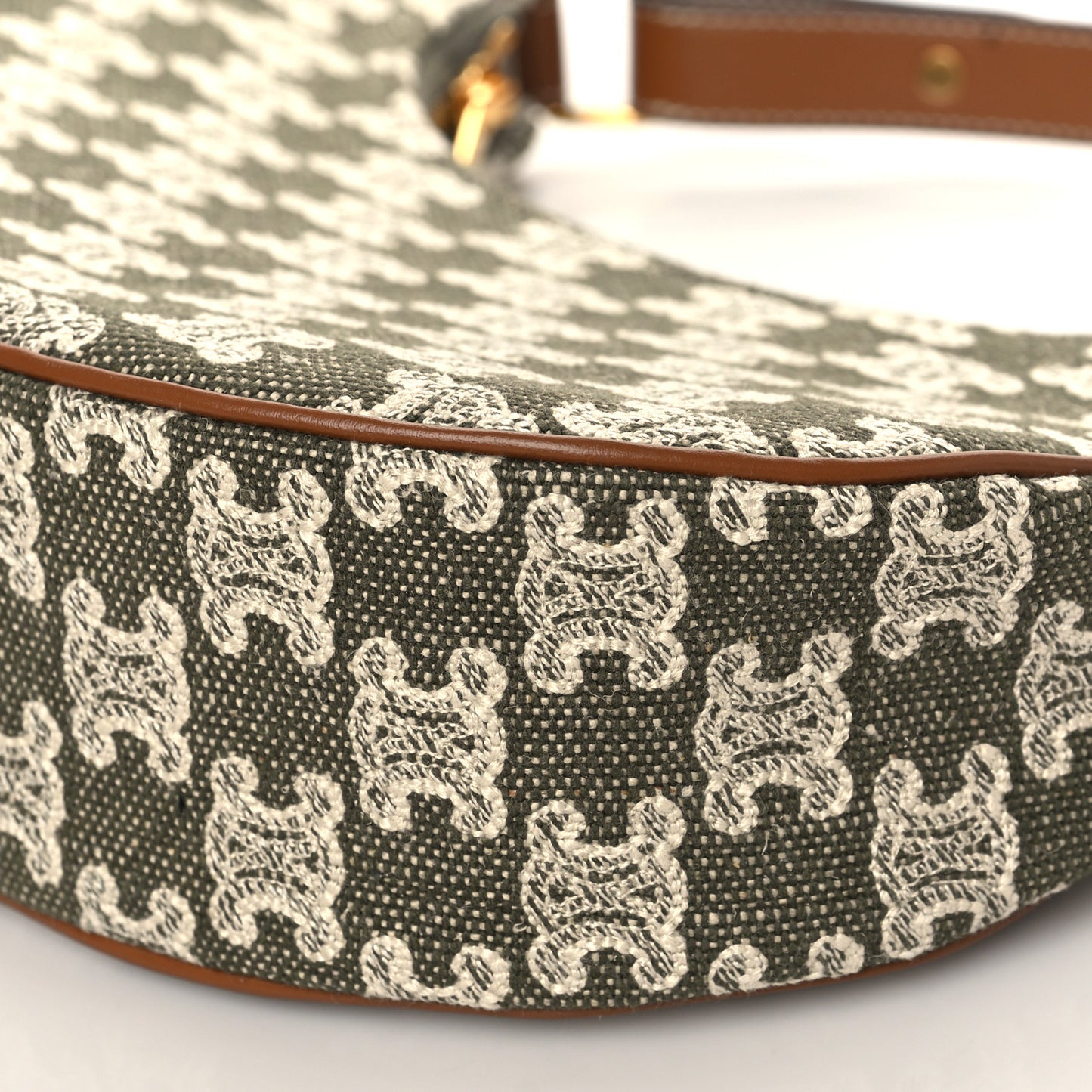 Canvas Calfskin Ava Triomphe Shoulder Bag Green