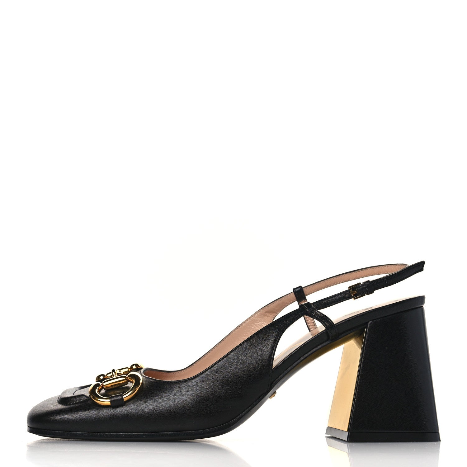 Gucci Malaga Kid Horsebit 75mm Slingback Pumps 40 Black 1 of 9
