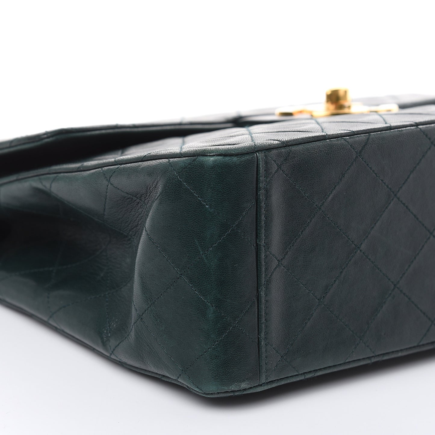 Lambskin Quilted XL Jumbo Single Flap Green