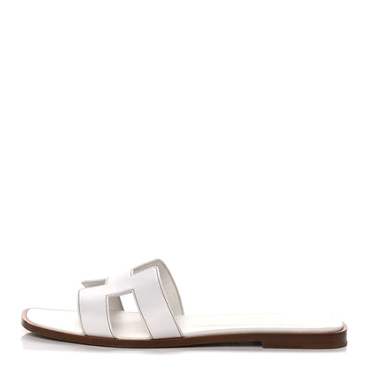 Hermes Box Calfskin Oran Sandals 40 White 1 of 10