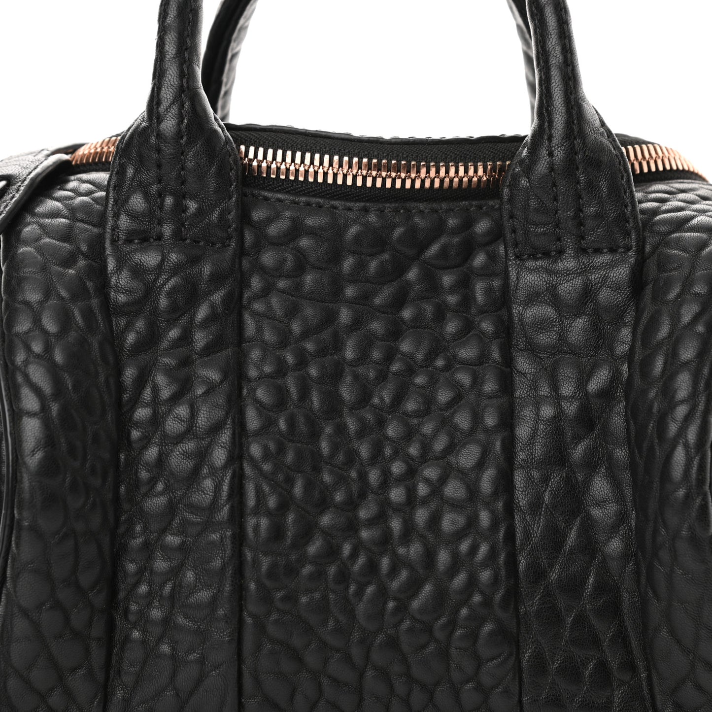 Pebbled Lambskin Mini Rockie Black Rose Gold Hardware