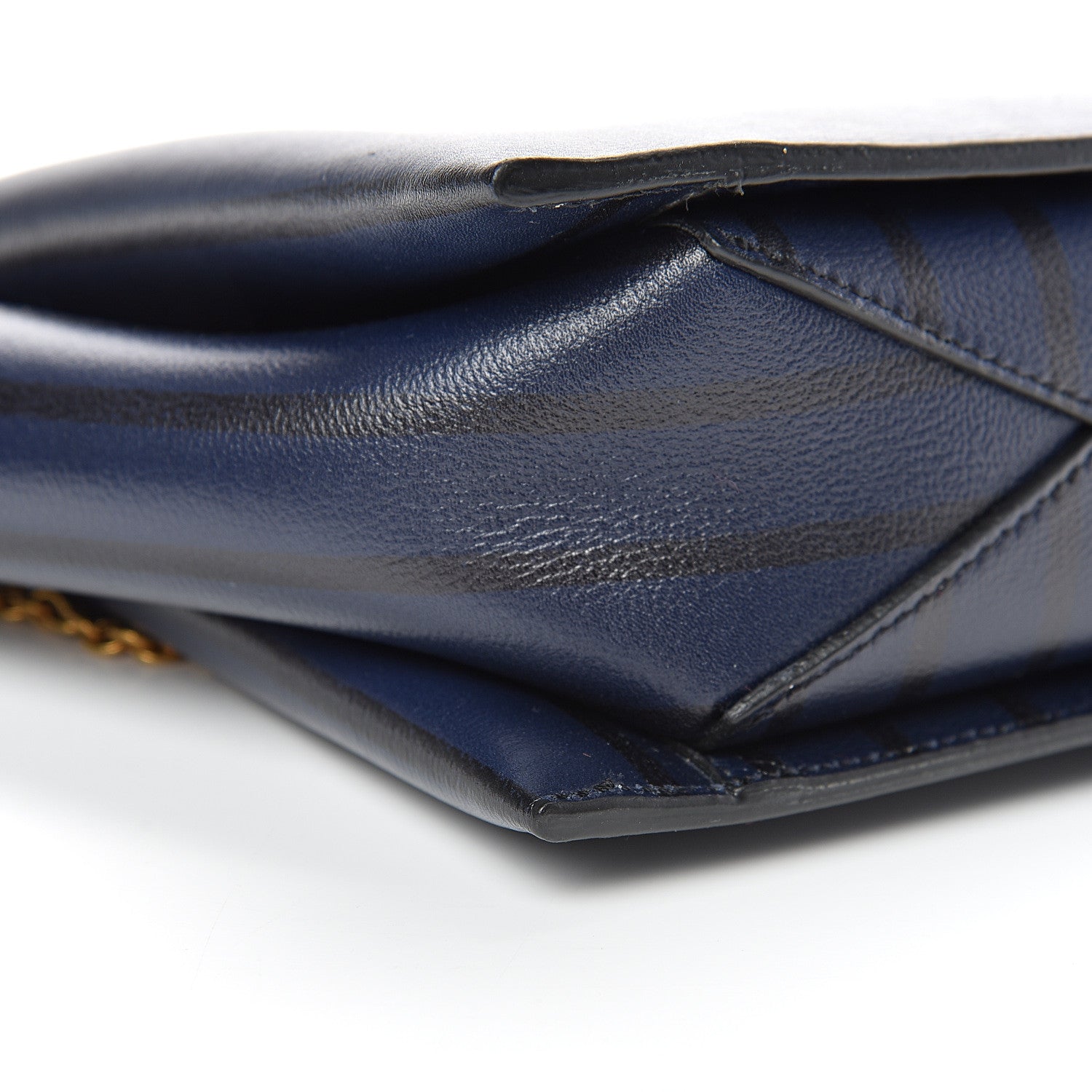 Celine Grained Calfskin Striped Tri-Fold Clutch Midnight 8 of 9
