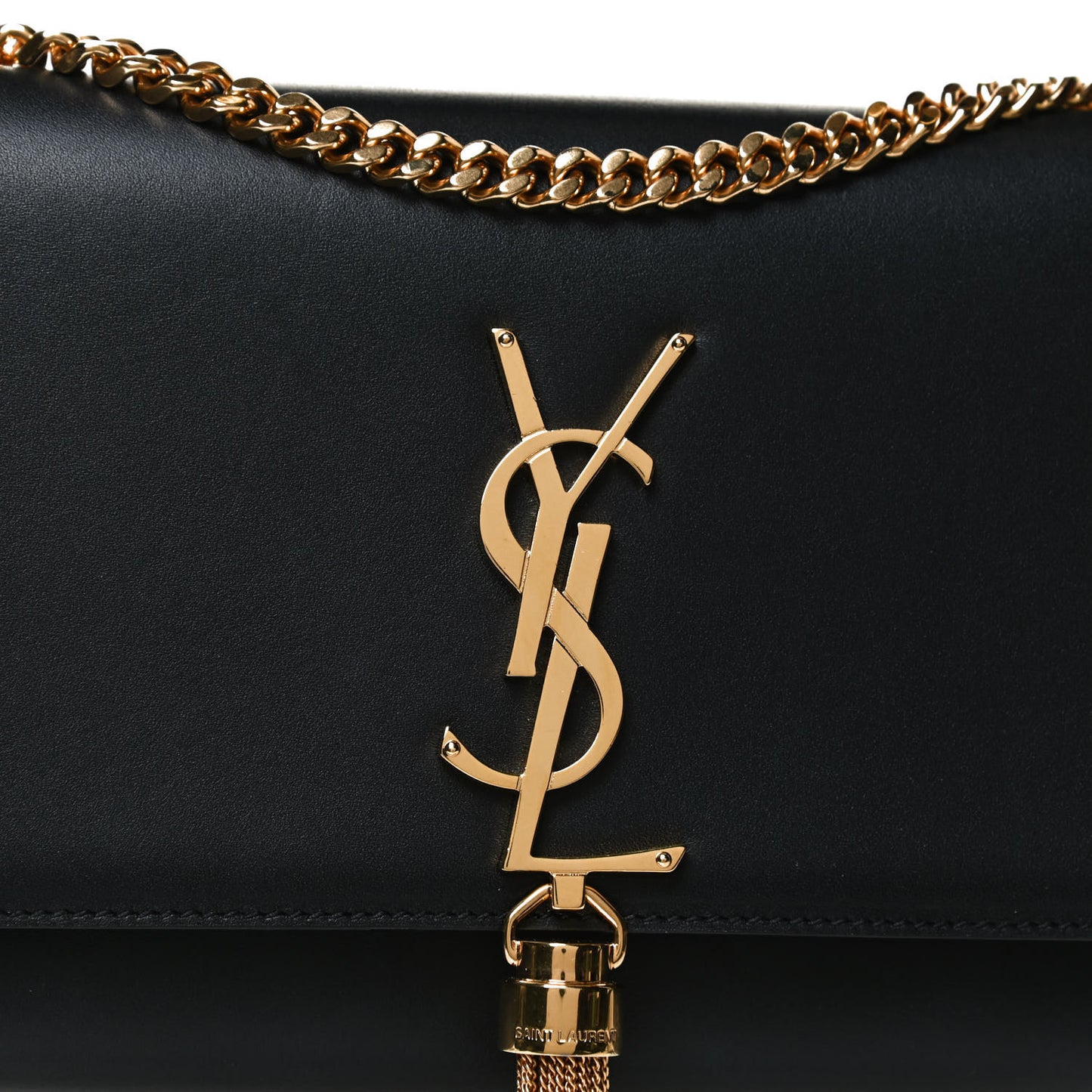 Calfskin Small Classic Monogram Kate Tassel Satchel Black