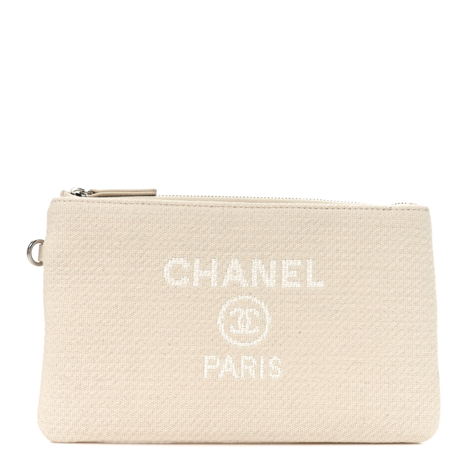 Chanel Canvas Deauville Cosmetic Pouch Light Beige 1 of 5