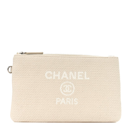 Chanel Canvas Deauville Cosmetic Pouch Light Beige 1 of 5