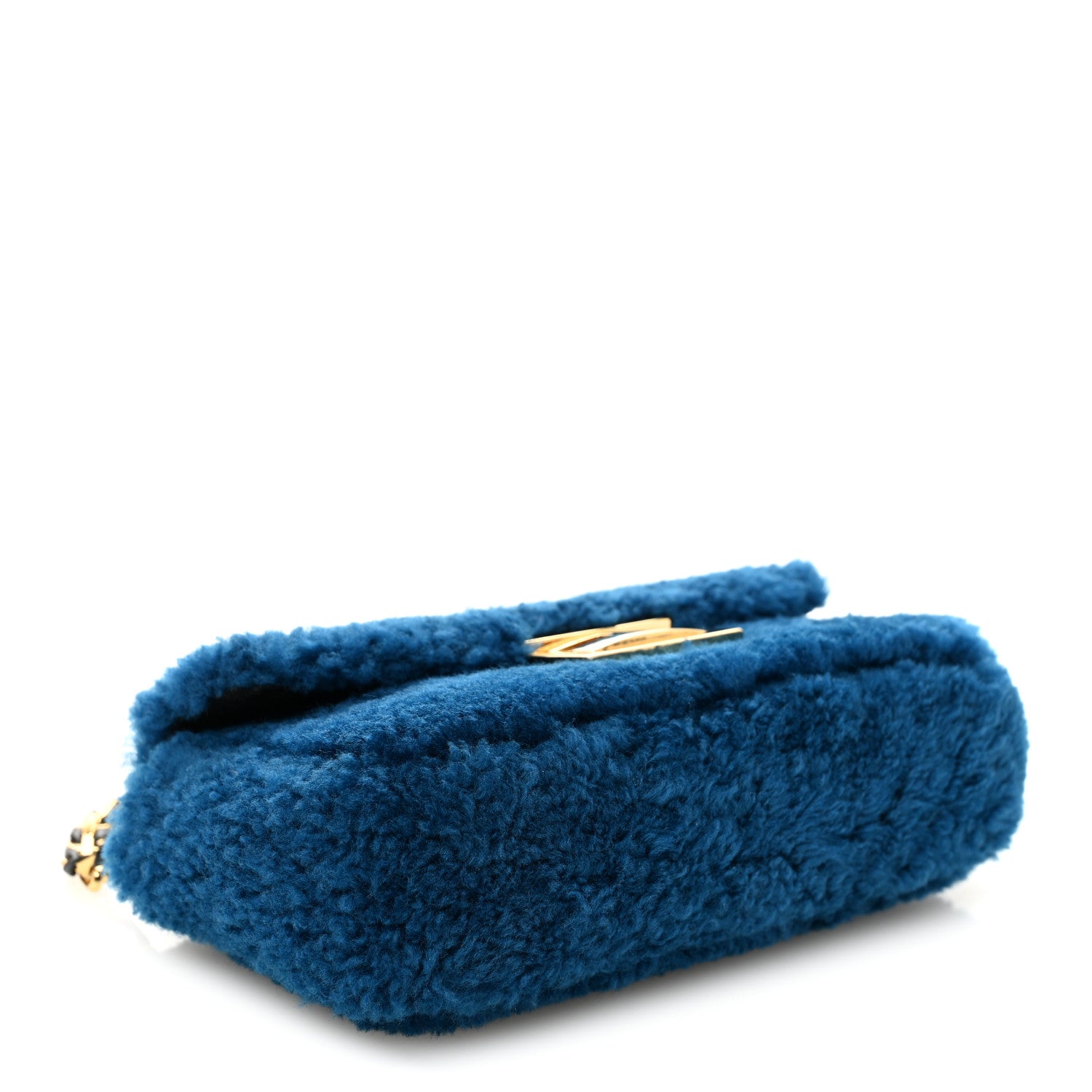 Fendi Shearling Nappa Mini Be Baguette Shoulder Bag Blue Black 4 of 12