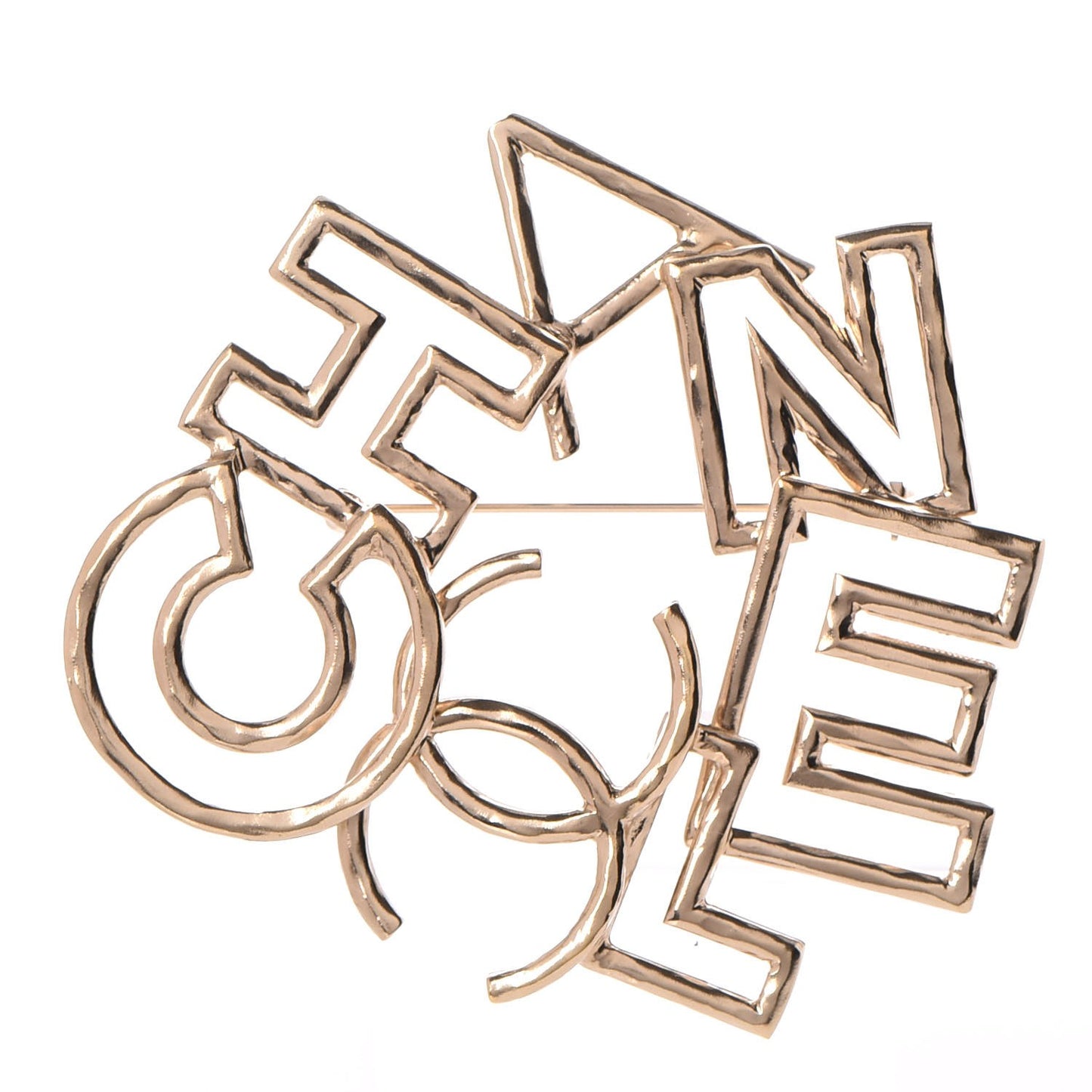 Metal Logo Brooch Gold