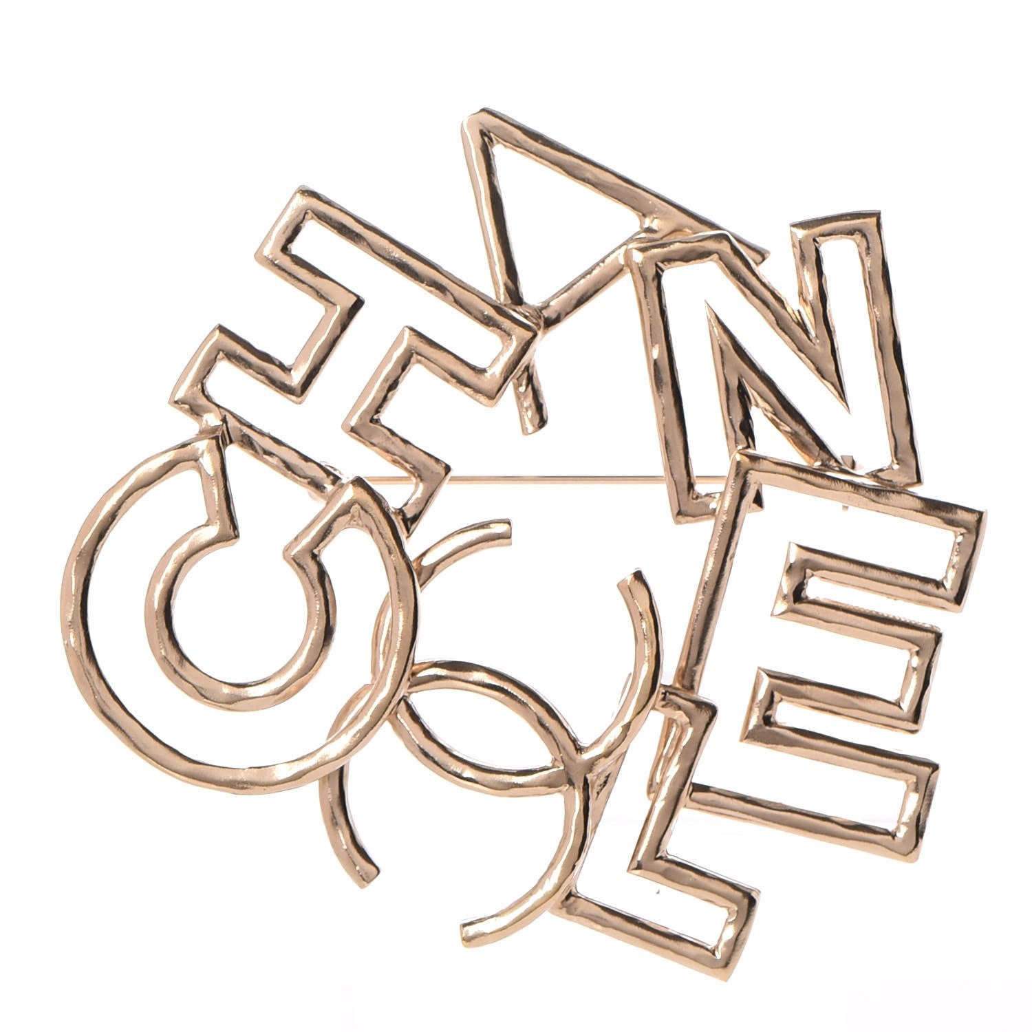 Chanel Metal Logo Brooch Gold 1 of 4