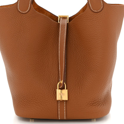 Hermes Taurillon Clemence Picotin Lock 22 MM Gold 8 of 10