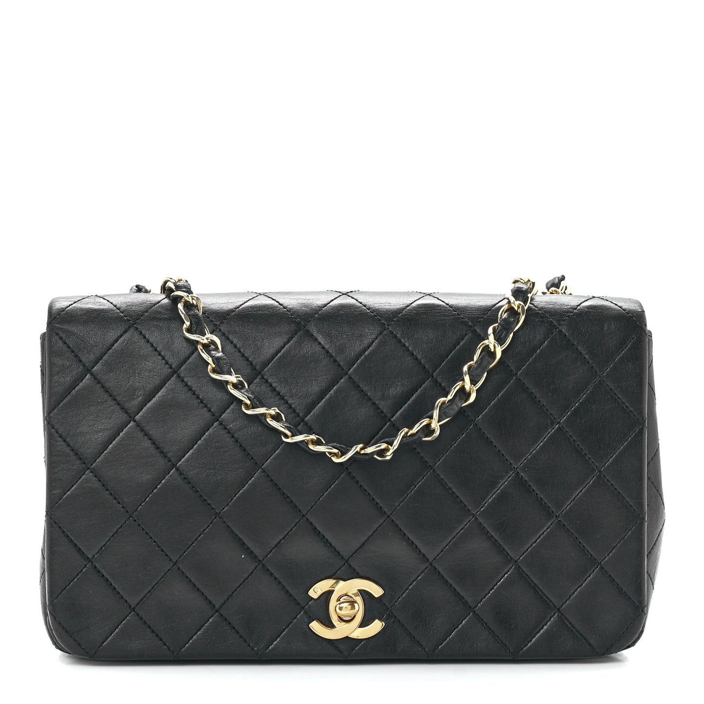 Lambskin Quilted Small Single Flap Bag Black