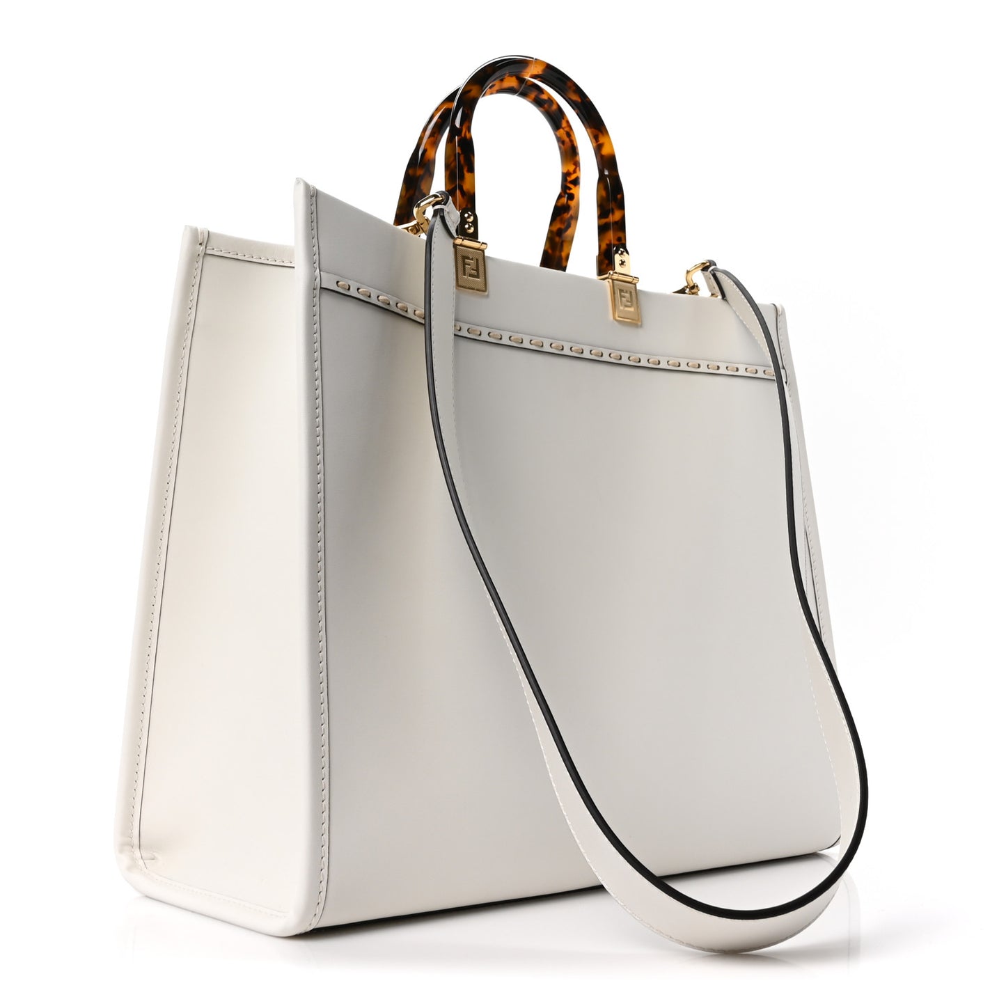 Vitello King Plexiglass Elaphe Snakeskin Print Logo Medium Fendi Sunshine Shopper Tote Ice White
