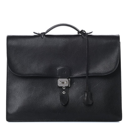 Hermes Chevre Mysore Sac a Depeche 38 Briefcase Black 1 of 10