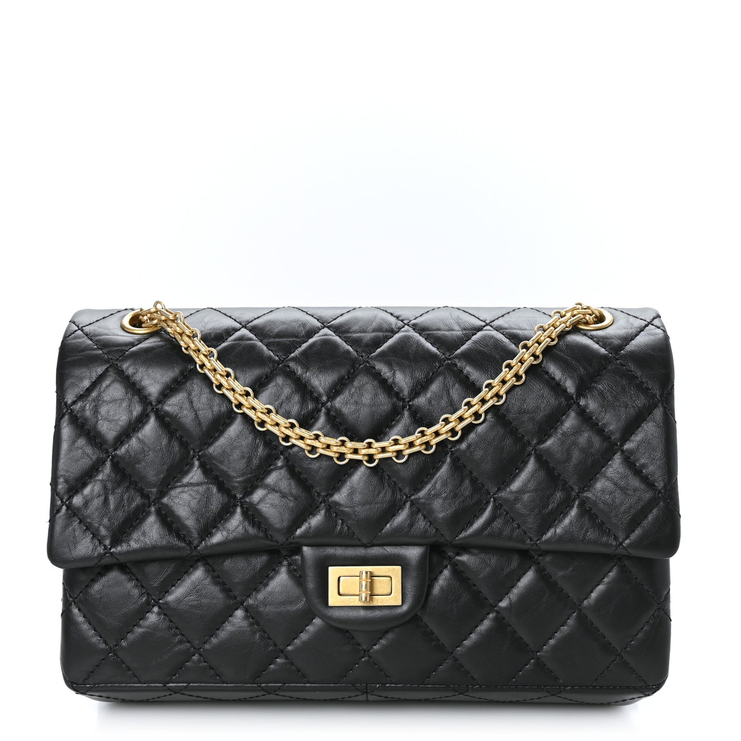 Aged Calfskin Quilted 2.55 Reissue 226 Flap Black