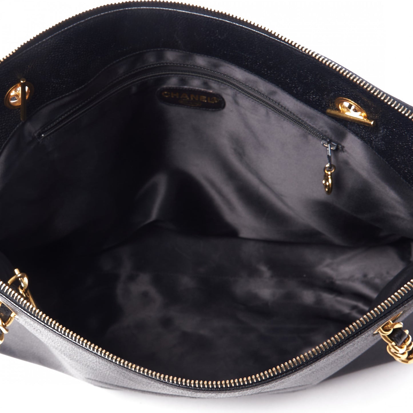 Caviar Large CC Shoulder Bag Black