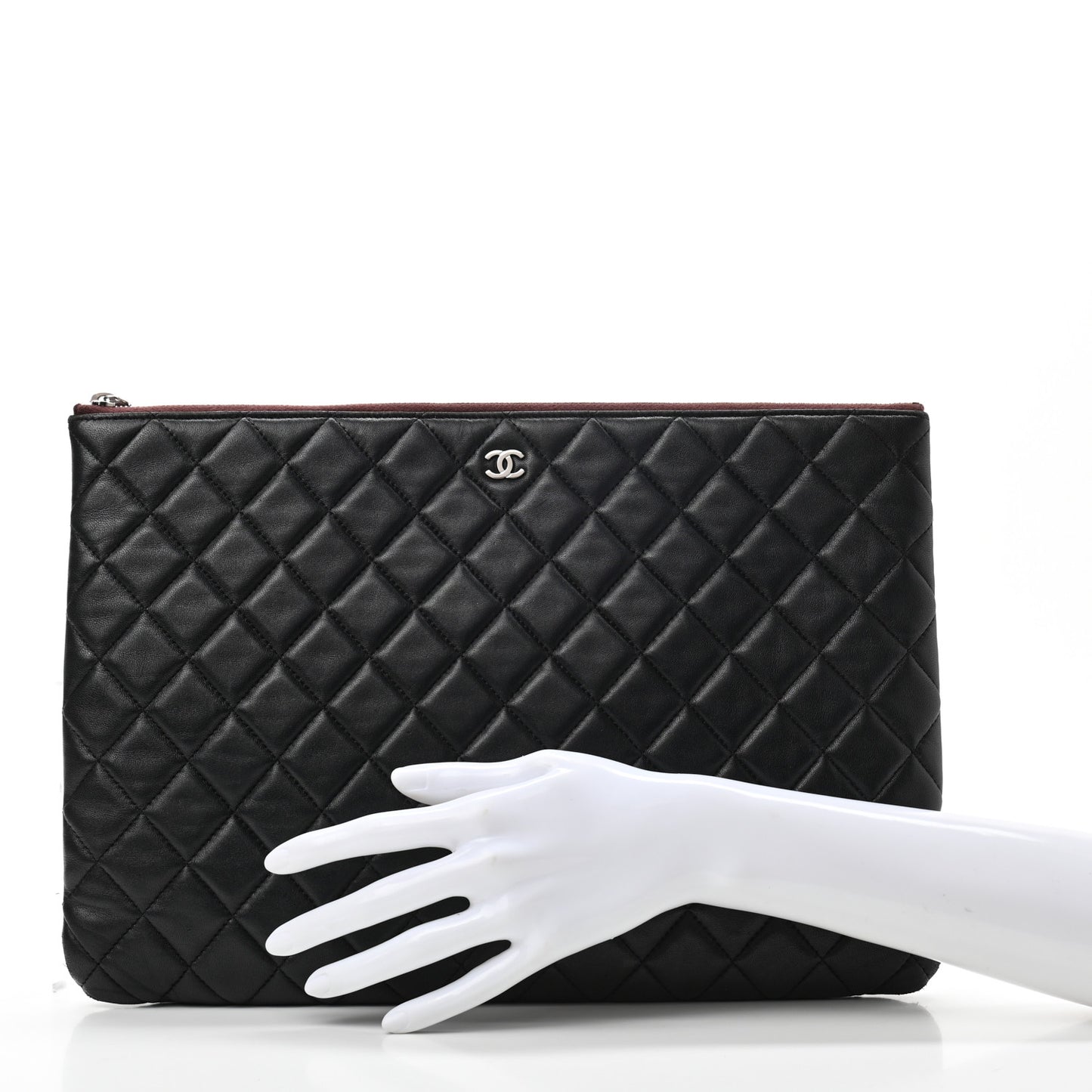 Lambskin Quilted Large Cosmetic Case Black