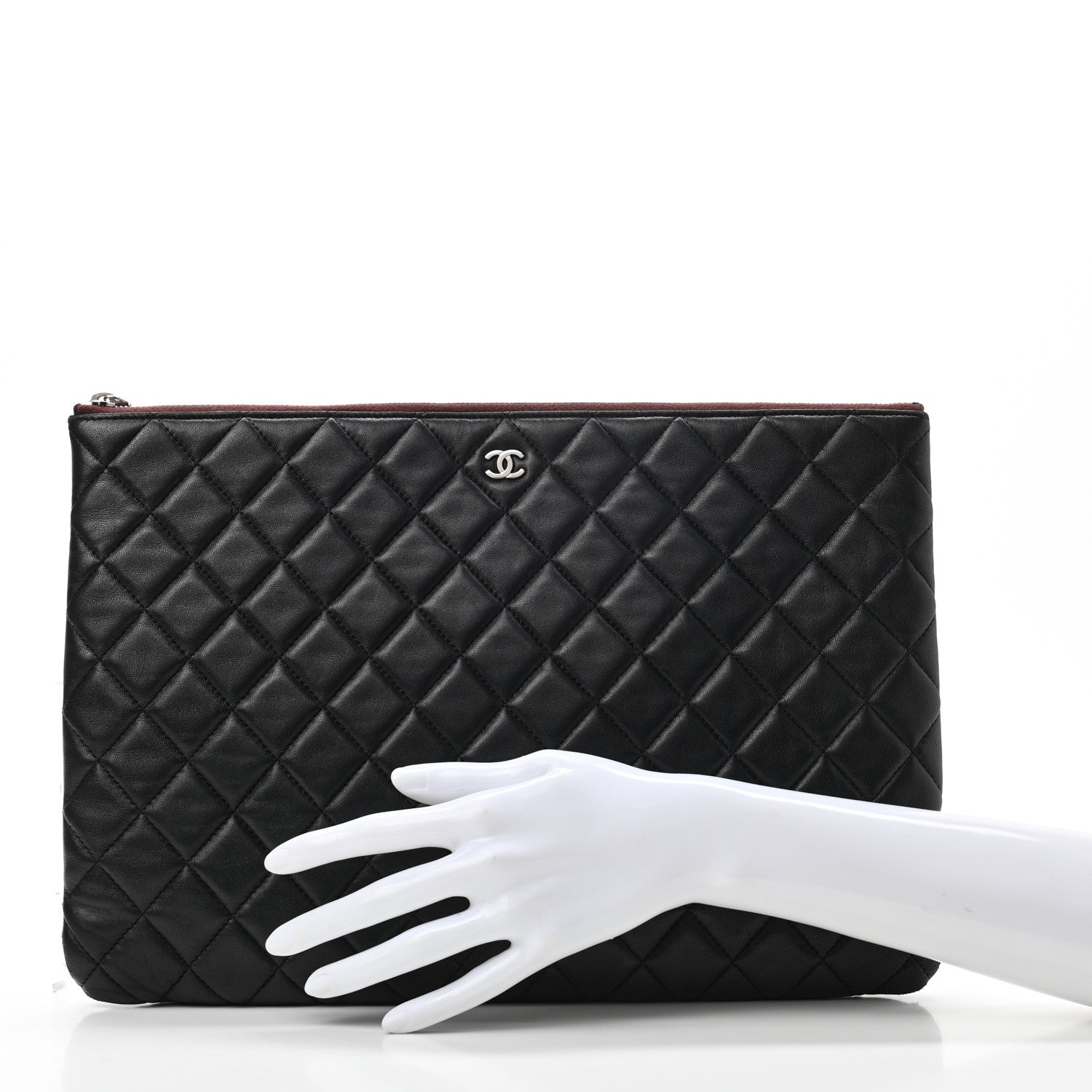 Chanel Lambskin Quilted Large Cosmetic Case Black 2 of 7
