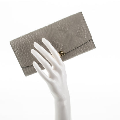 Burberry Signature Grain Calfskin Check Embossed Porter Continental Wallet Pale Grey 2 of 8