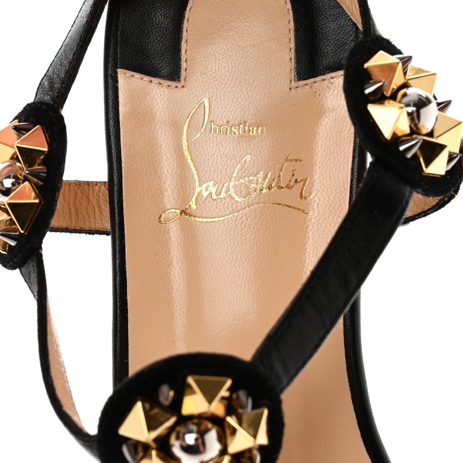 Christian Louboutin Nappa Studded Kaleitop T-Strap Sandals 38.5 Black 6 of 7
