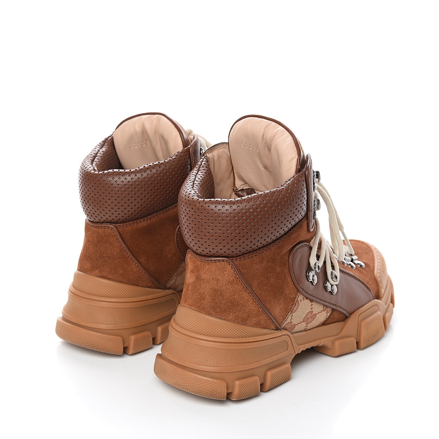 X SEGA Suede Calfskin GG Monogram Womens Flashtrek High-Top Sneakers 39 New Cuir Beige Ruggine