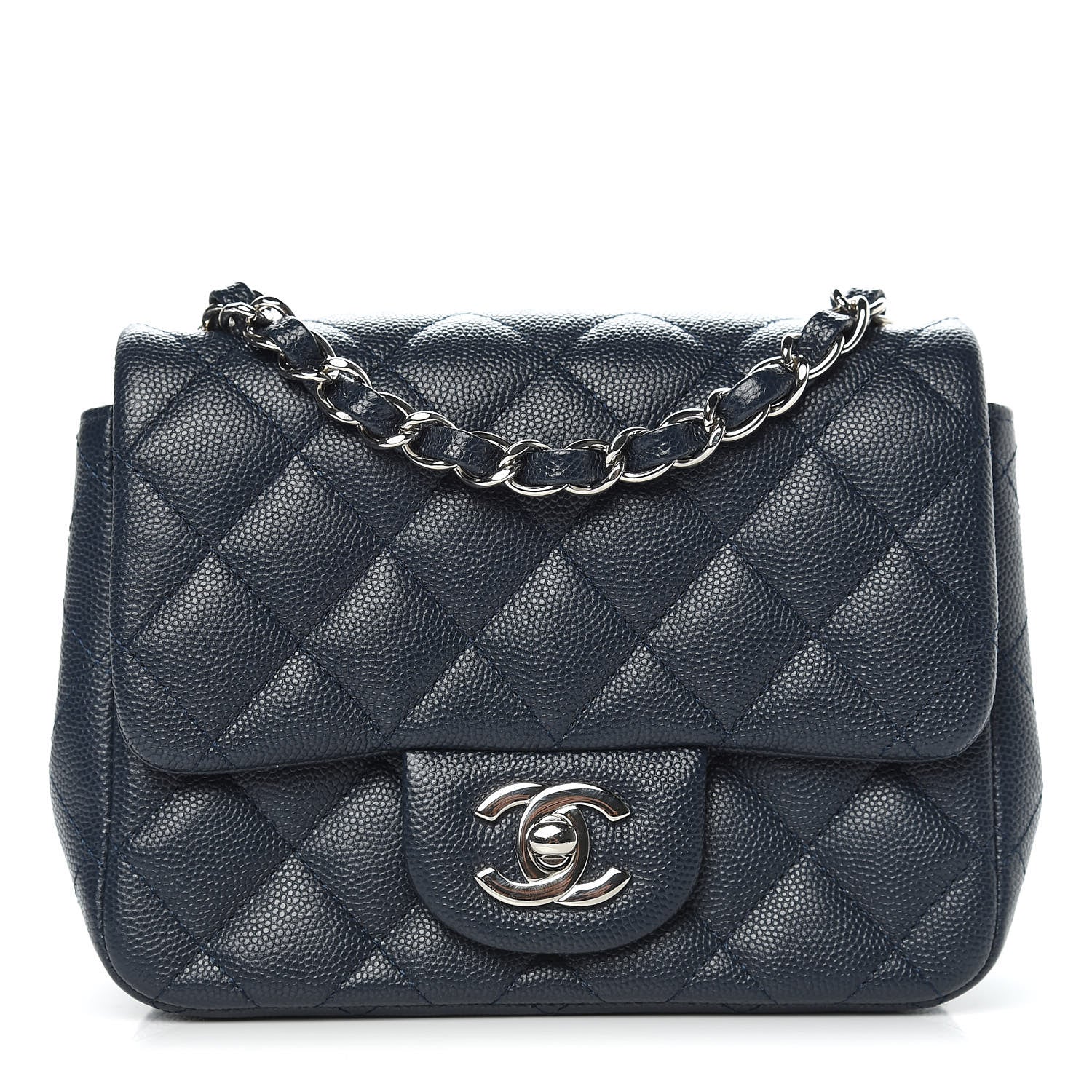 Chanel Caviar Quilted Mini Square Flap Navy 1 of 10