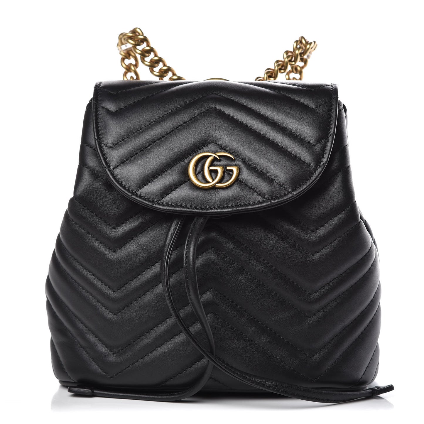 Calfskin Matelasse GG Marmont Flap Backpack Black