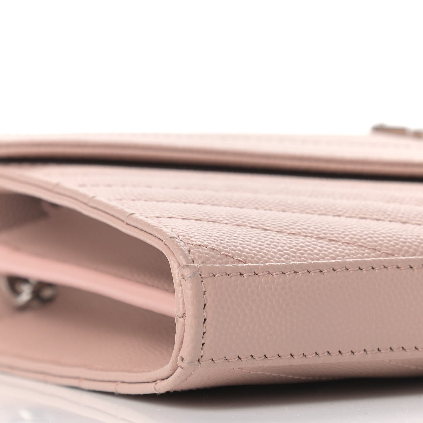 Grain De Poudre Matelasse Chevron Monogram Chain Wallet Pale Pink