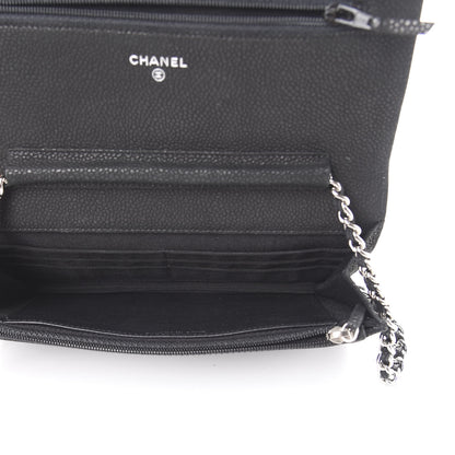 Chanel Iridescent Caviar Quilted Wallet On Chain WOC Black 4 of 13