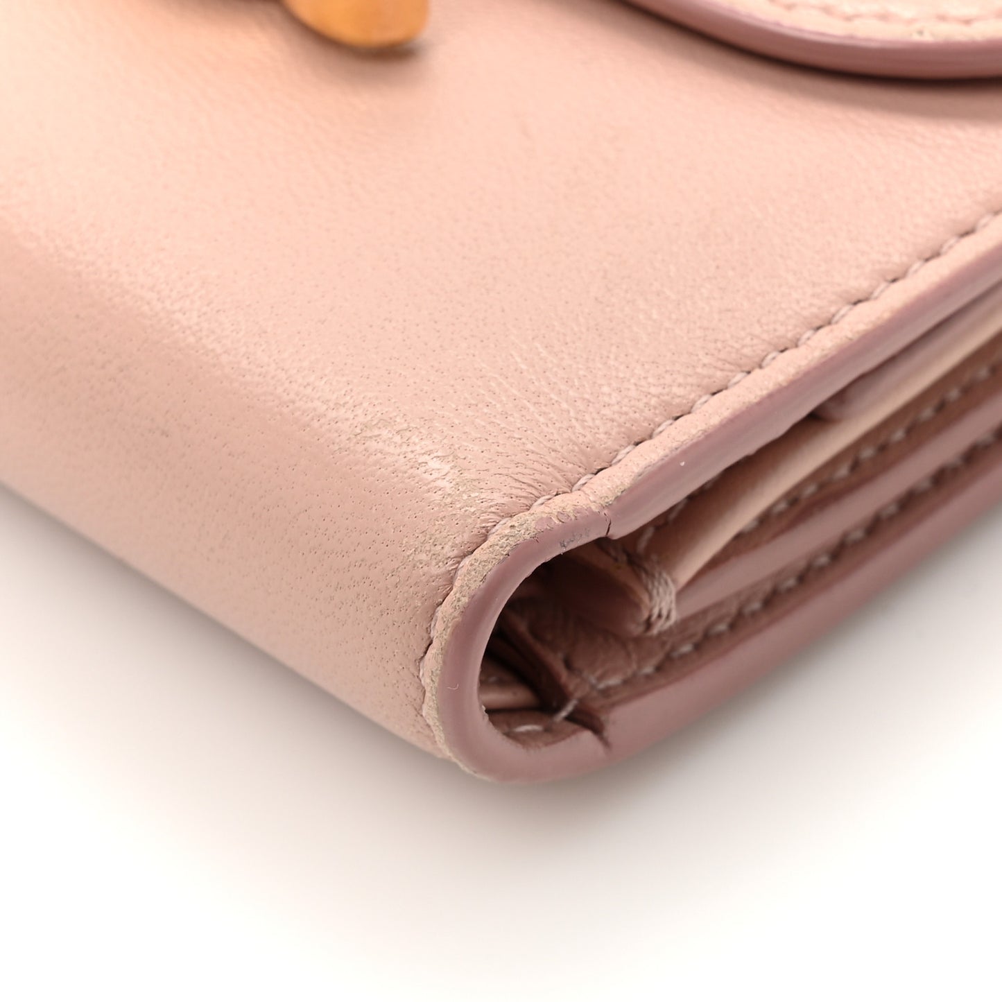 Shiny Calfskin Small Triomph Wallet Antique Rose