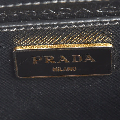 Prada Saffiano Lux Medium Bi-Color Tote Black Talco 6 of 8