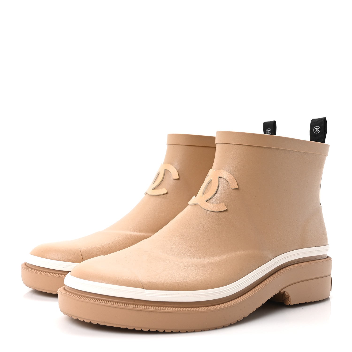 Chanel Rubber CC Short Rain Boots 39 Beige 4 of 10