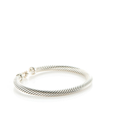 David Yurman Sterling Silver Diamond 5mm Cable Buckle Bracelet 3 of 7