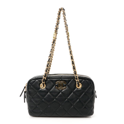 Chanel Lambskin Enamel Quilted CC Camera Case Black 1 of 10